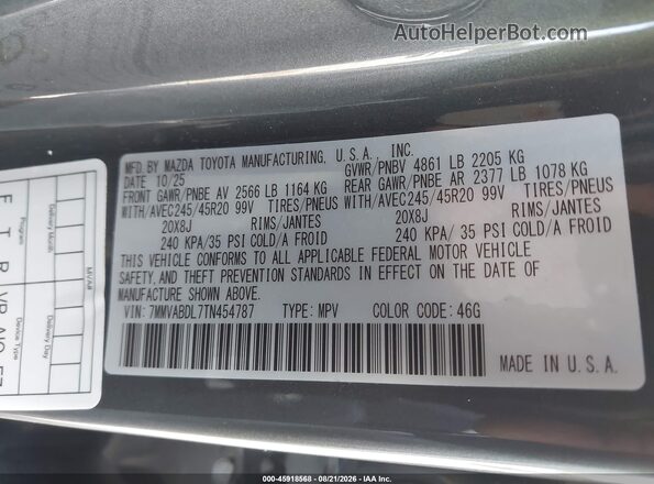 7MMVABDL7TN454787 2026 MAZDA CX-5 Black Vista del compartimento del motor