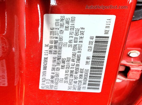 7MMVABDM6SN345583 2025 MAZDA CX-5 Red Vista de la etiqueta del VIN