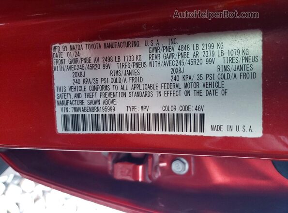 7MMVABEM8RN195999 2024 MAZDA CX-5 Red Vista del compartimento del motor