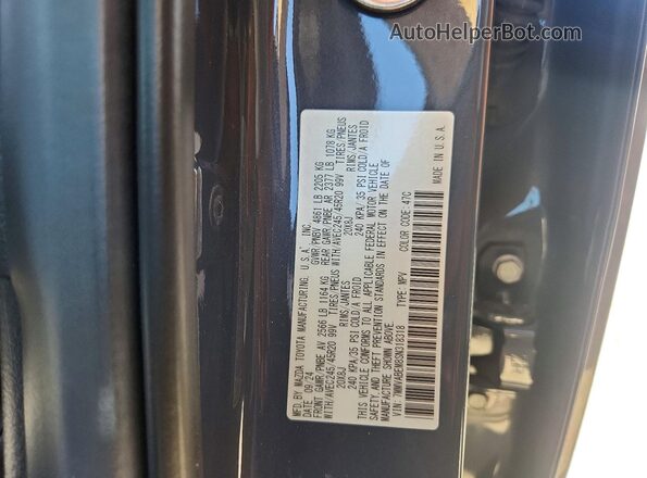 7MMVABEM8SN318318 2025 MAZDA CX-5 Blue VIN კოდის სტიკერის ხედი