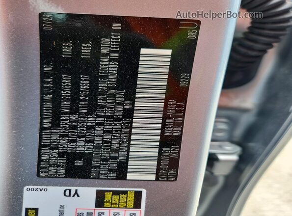 7MUBAAAG4RV101212 2024 TOYOTA COROLLA Gray VIN sticker view