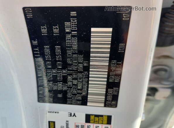 7MUDAAAGXPV071154 2023 TOYOTA COROLLA White VIN sticker view