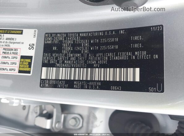 7MUDAABG7RV080153 2024 TOYOTA COROLLA CROSS Gray Widok komory silnika