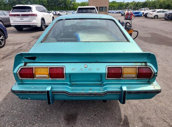 7R03F102360 1977 FORD MUSTANG Turquoise Вид салону спереду