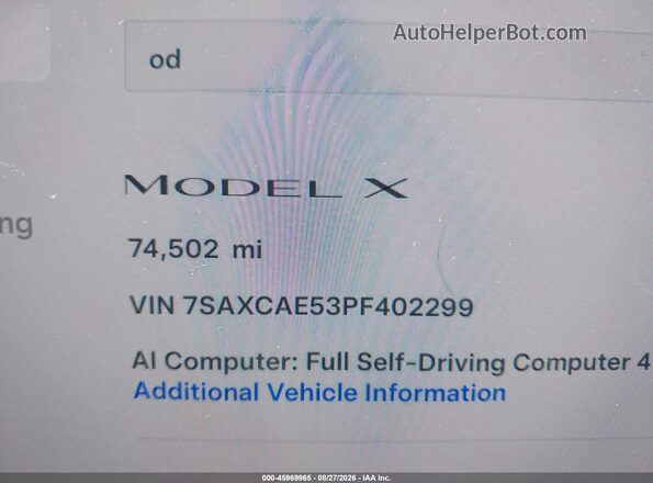7SAXCAE53PF402299 2023 TESLA MODEL X White 