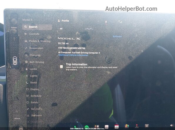 7SAXCAE56RF455758 2024 TESLA MODEL X Blue Vista de los asientos traseros