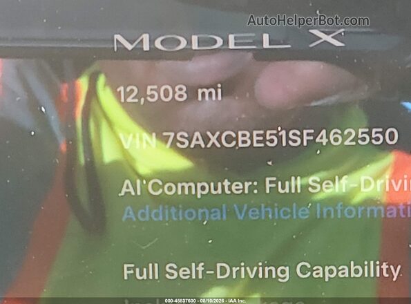 7SAXCBE51SF462550 2025 TESLA MODEL X Синий Панорамный вид салона 360°