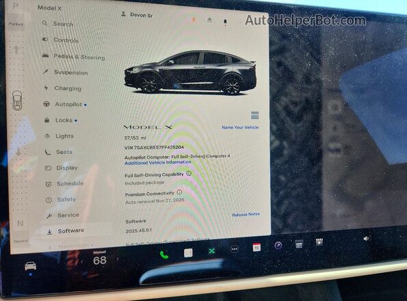 7SAXCBE57PF425204 2023 TESLA MODEL Charcoal ხელსაწყოთა პანელის ხედი