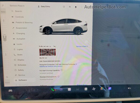 7SAXCBE63NF349390 2022 TESLA MODEL White Սարքավորումների վահանակի տեսք