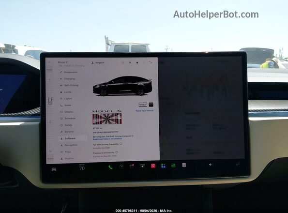 7SAXCBE69NF357171 2022 TESLA MODEL X Black უკანა სავარძლების ხედი