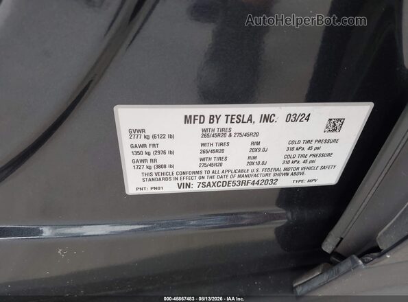 7SAXCDE53RF442032 2024 TESLA MODEL X Dark Blue Engine compartment view