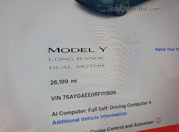7SAYGAEE0RF111805 2024 TESLA MODEL Черный Вид щитка приборов