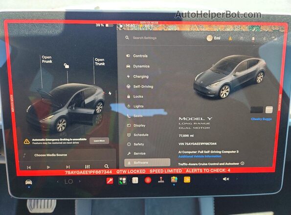 7SAYGAEE1PF667344 2023 TESLA MODEL Gray Вид щитка приладів
