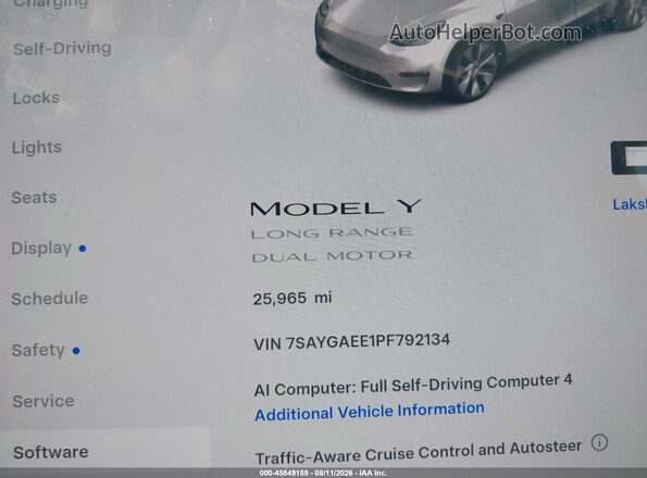 7SAYGAEE1PF792134 2023 TESLA MODEL Y White 