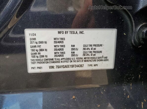 7SAYGAEE1SF244367 2025 TESLA MODEL Black Սալոնի 360 աստիճան տեսք