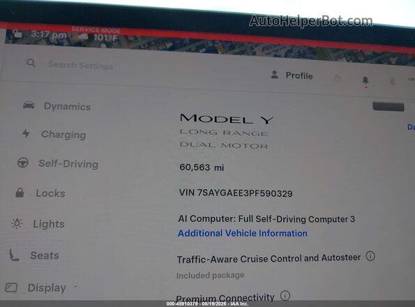7SAYGAEE3PF590329 2023 TESLA MODEL Y White Вид задніх сидінь
