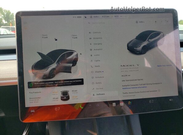 7SAYGAEE3RF194761 2024 TESLA MODEL Серый Вид щитка приборов