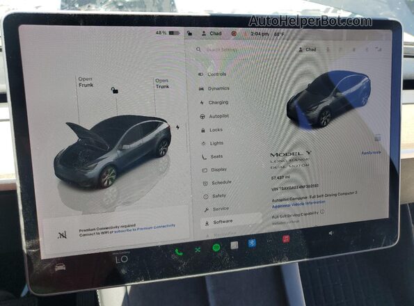 7SAYGAEE4NF392193 2022 TESLA MODEL Gray Vista del cuadro de instrumentos