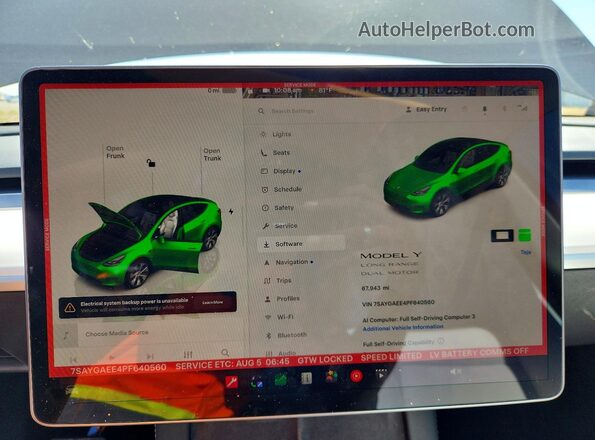 7SAYGAEE4PF640560 2023 TESLA MODEL Black Սարքավորումների վահանակի տեսք