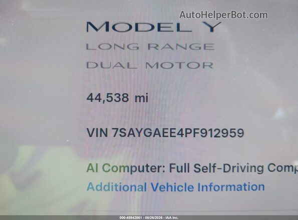 7SAYGAEE4PF912959 2023 TESLA MODEL Y Gray 