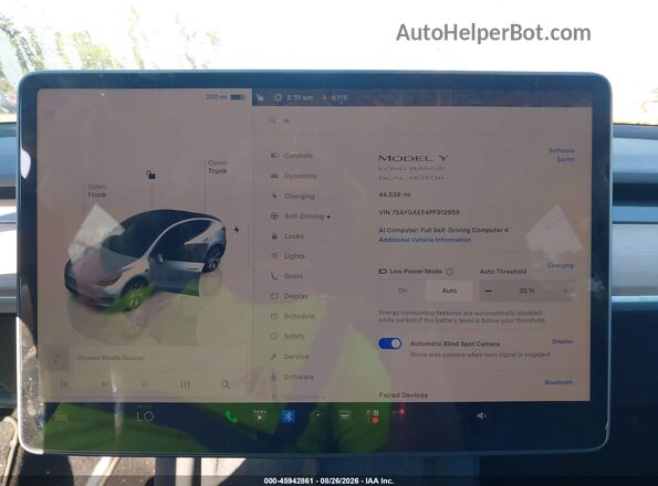7SAYGAEE4PF912959 2023 TESLA MODEL Y Gray Вид задніх сидінь