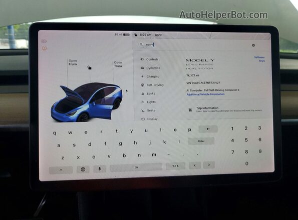 7SAYGAEE7NF337527 2022 TESLA MODEL White Вид щитка приладів