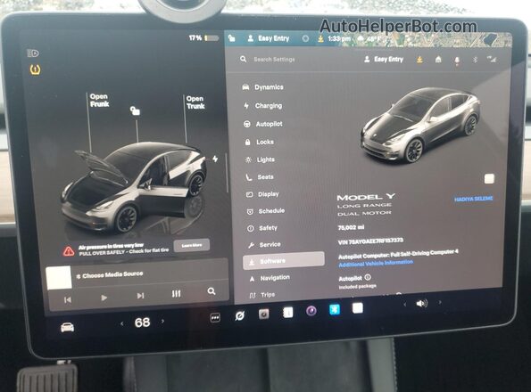 7SAYGAEE7RF157373 2024 TESLA MODEL Белый Вид щитка приборов
