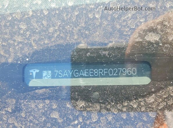 7SAYGAEE8RF027960 2024 TESLA MODEL Gray VIN კოდის სტიკერის ხედი