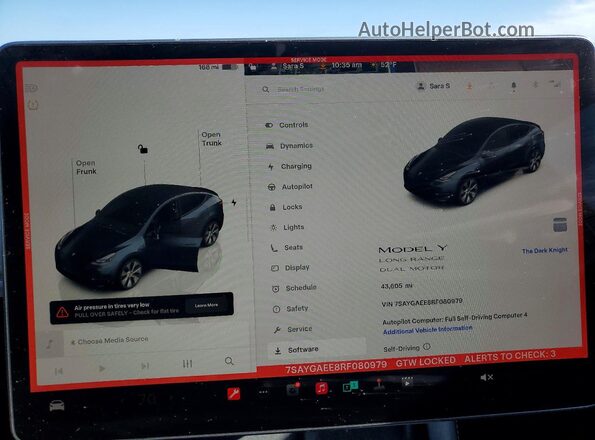 7SAYGAEE8RF080979 2024 TESLA MODEL Black Instrument cluster view