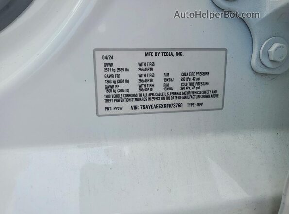 7SAYGAEEXRF073760 2024 TESLA MODEL White Engine compartment view