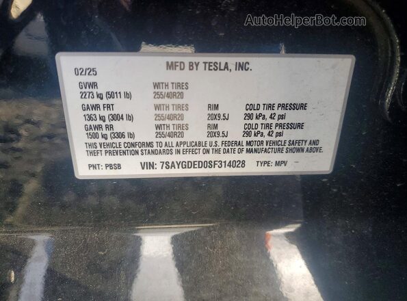 7SAYGDED0SF314028 2025 TESLA MODEL Черный Вид подкапотного пространства
