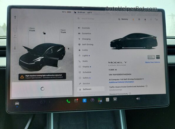 7SAYGDED0TA425404 2026 TESLA MODEL Black Instrument cluster view
