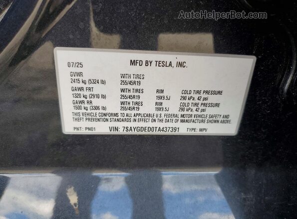 7SAYGDED0TA437391 2026 TESLA MODEL Gray ძრავის განყოფილების ხედი