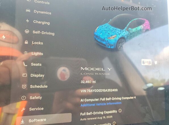 7SAYGDED1SA352400 2025 TESLA MODEL White Սարքավորումների վահանակի տեսք