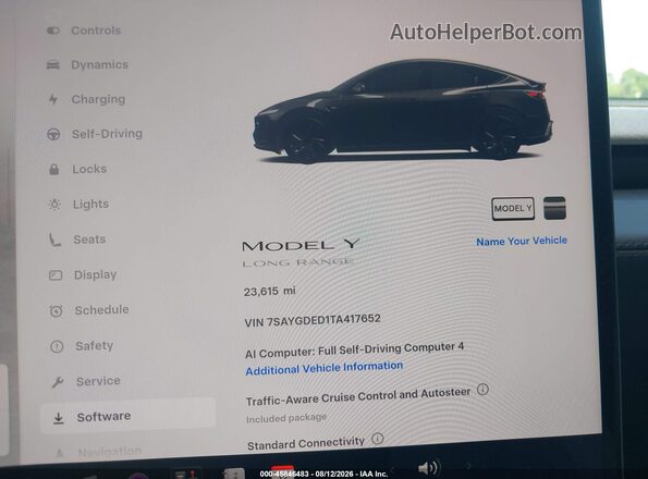 7SAYGDED1TA417652 2026 TESLA MODEL Y Black Rear seats view