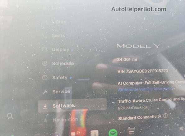 7SAYGDED2PF915223 2023 TESLA MODEL White ხელსაწყოთა პანელის ხედი