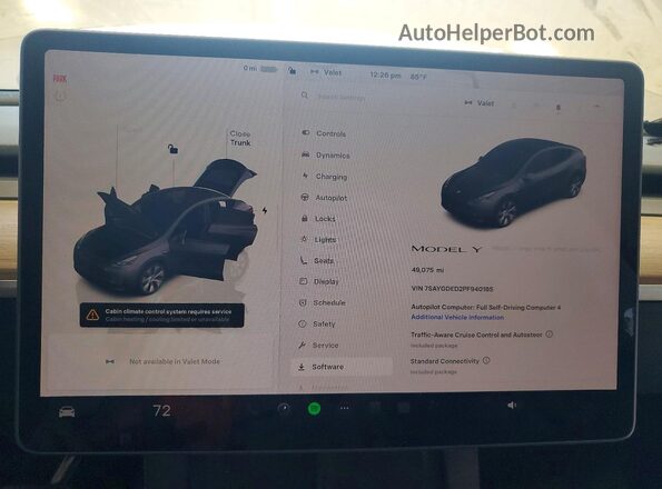 7SAYGDED2PF940185 2023 TESLA MODEL Белый Вид щитка приборов