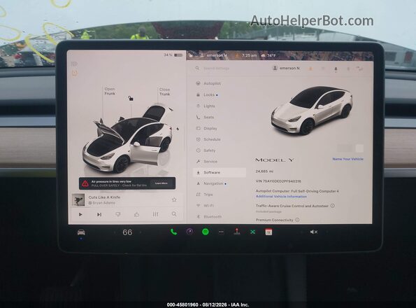 7SAYGDED2PF940316 2023 TESLA MODEL Y White უკანა სავარძლების ხედი