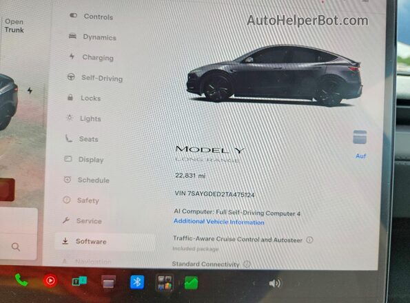 7SAYGDED2TA475124 2026 TESLA MODEL Gray Widok zestawu wskaźników