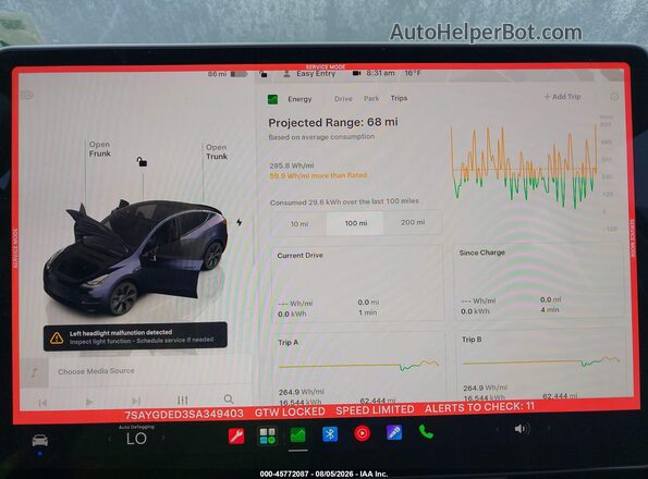 7SAYGDED3SA349403 2025 TESLA MODEL Y Gray Հետևի նստատեղերի տեսք