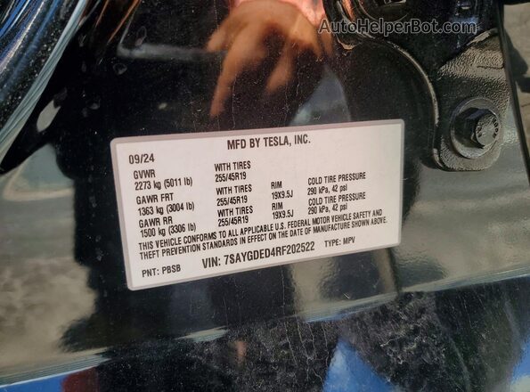 7SAYGDED4RF202522 2024 TESLA MODEL Black Widok wnętrza 360 stopni