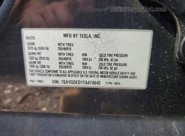 7SAYGDED4TA582160 2026 TESLA MODEL Gray Vista del compartimento del motor