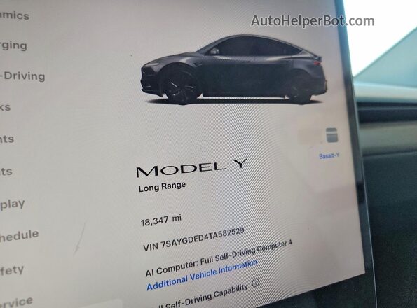 7SAYGDED4TA582529 2026 TESLA MODEL Gray Vista del cuadro de instrumentos