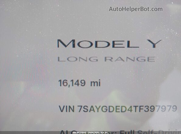 7SAYGDED4TF397979 2026 TESLA MODEL Y Black 