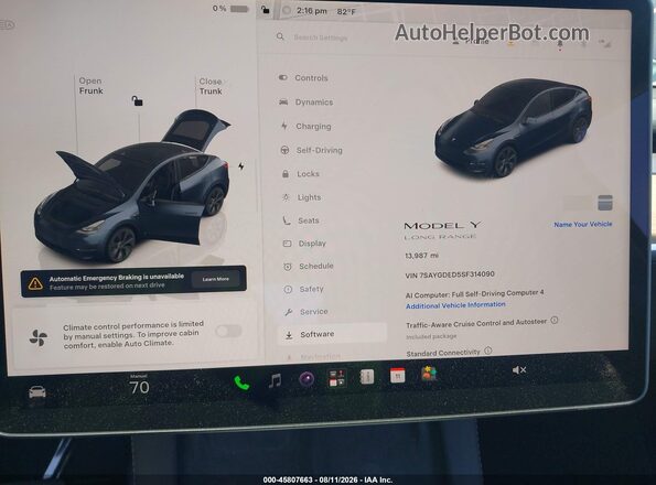 7SAYGDED5SF314090 2025 TESLA MODEL Y Gray Rear seats view