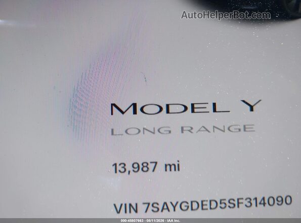 7SAYGDED5SF314090 2025 TESLA MODEL Y Gray 