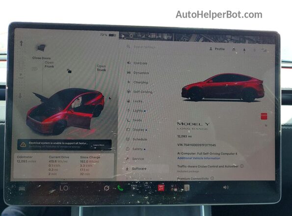7SAYGDED5TF377045 2026 TESLA MODEL Красный Вид щитка приборов
