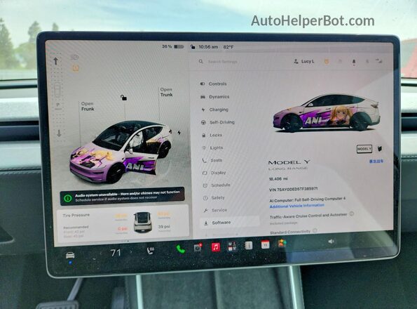 7SAYGDED5TF385971 2026 TESLA MODEL Charcoal Вид щитка приладів