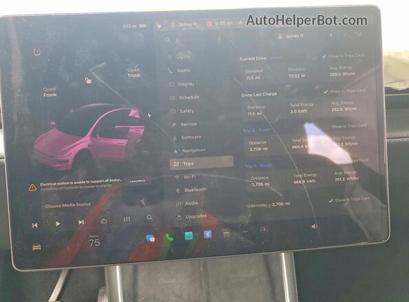 7SAYGDED5TF387297 2026 TESLA MODEL Gray Widok zestawu wskaźników