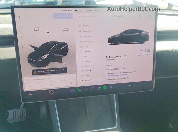 7SAYGDED5TF647083 2026 TESLA MODEL Charcoal Widok zestawu wskaźników